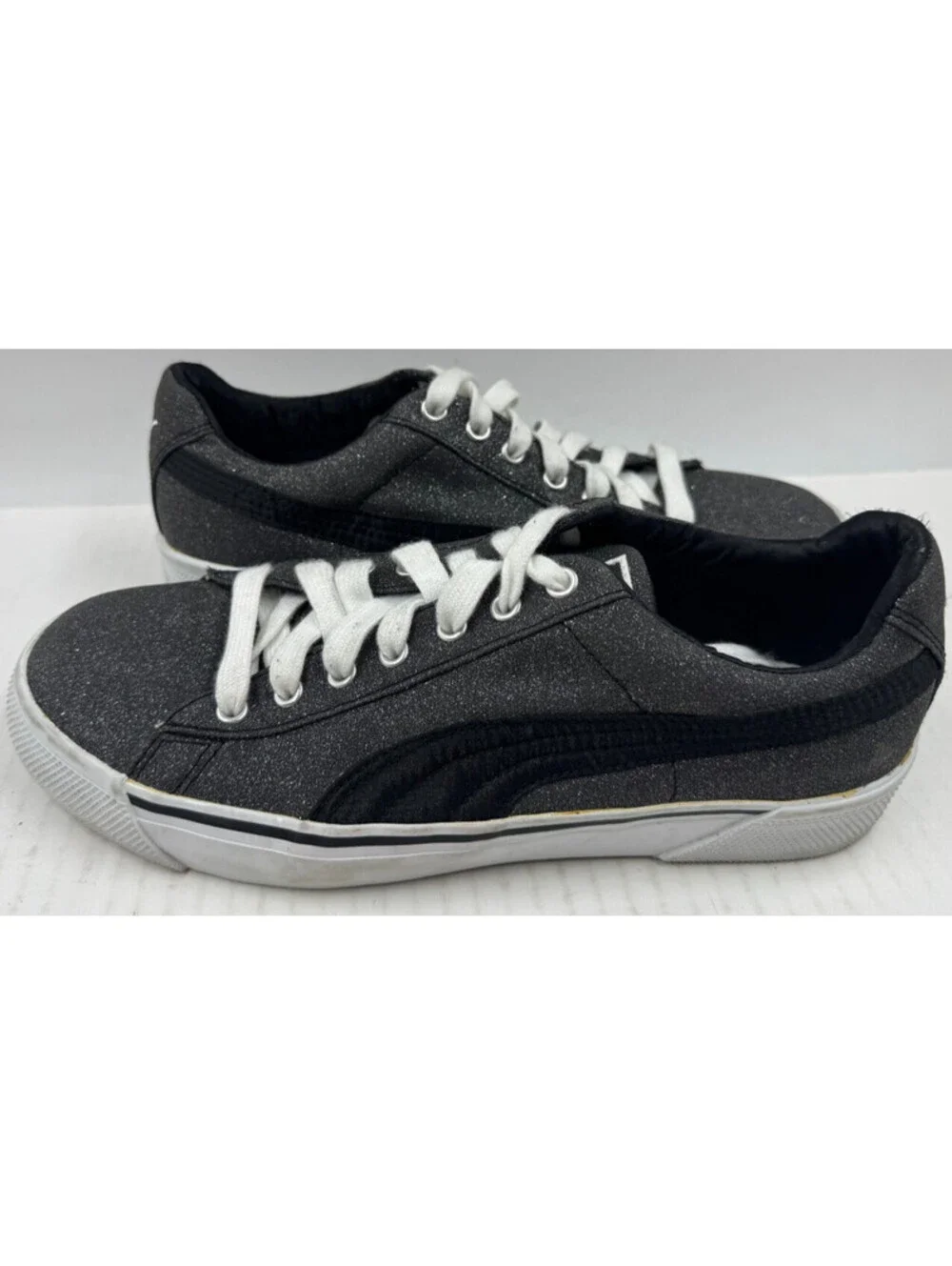 Puma Vikky Glitz Women's Sneakers Size 8.5 Black   Lace Up Platform Shoes